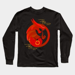 Chinese Lunar New Year Origami Red Dragon Long Sleeve T-Shirt